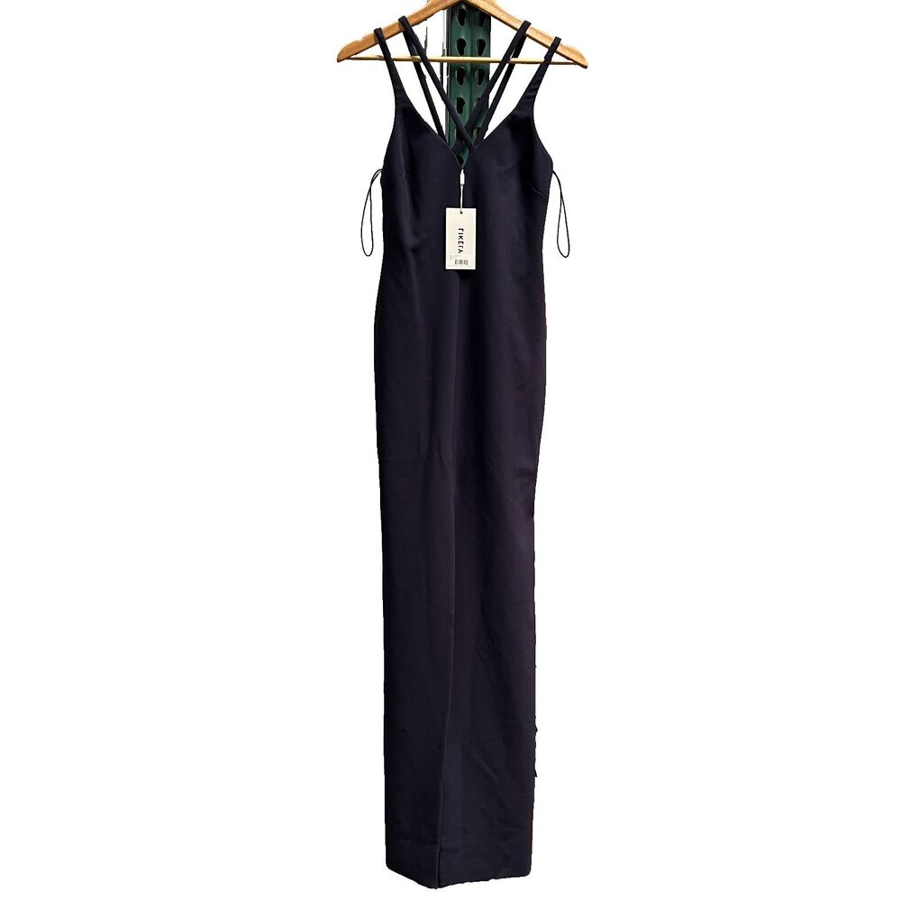 Likely Leslie Gown Women's Size 4 Navy Blue Sleeveless Strappy V-Neck Front Slit - Picture 1 of 10
